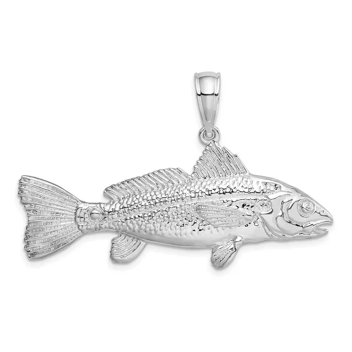 TreasureFineJewelers Necklaces Sterling Silver Polished 3D Red Fish Pendant