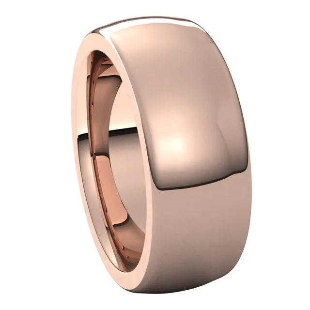 TreasureFineJewelers Rings 14K Rose Gold 8 mm Half Round Comfort Fit Heavy Wedding Band