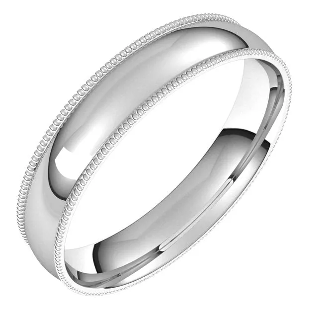 TreasureFineJewelers Rings 14K White Gold 4 mm Milgrain Half Round Comfort Fit Light Wedding Band TreasureFineJewelers Rings 14K White Gold 4 mm Milgrain Half Round Comfort Fit Light Wedding Band