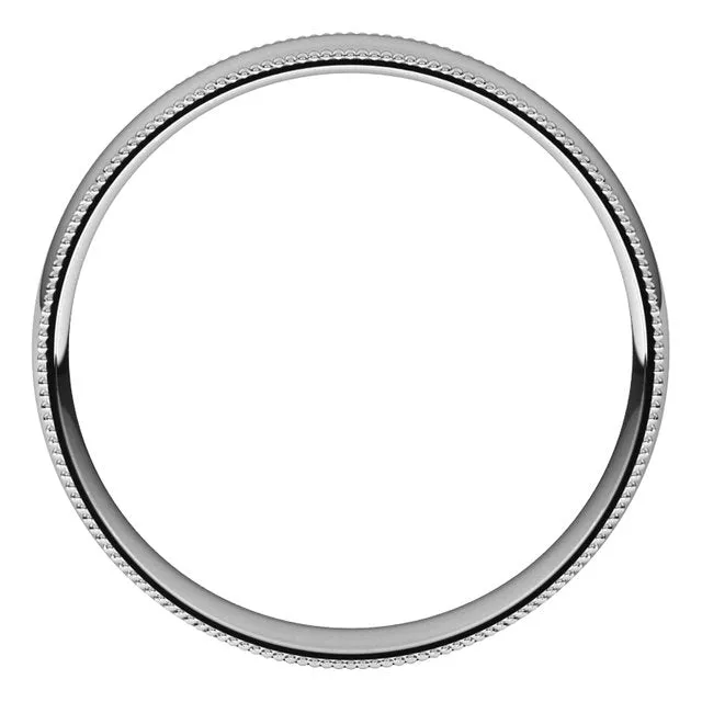 TreasureFineJewelers Rings 14K White Gold 4 mm Milgrain Half Round Comfort Fit Light Wedding Band