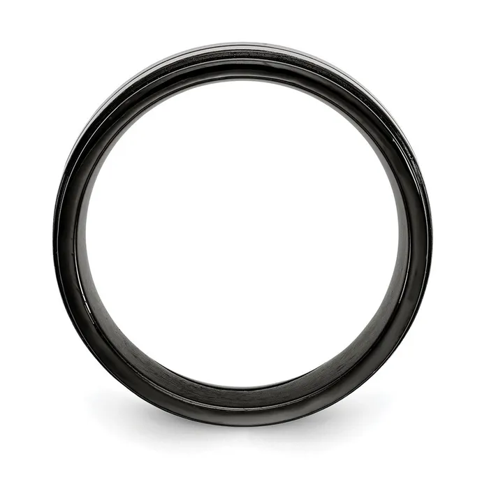 TreasureFineJewelers Rings Stainless Steel Brushed and Polished Black IPplated 8mm Band