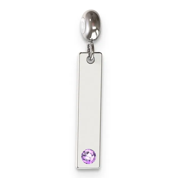 TreasureFineJewelers Rings Sterling Silver Rhodiumplated MeMi June Swarovski Crystal Bar Charm TreasureFineJewelers Rings Sterling Silver Rhodiumplated MeMi June Swarovski Crystal Bar Charm