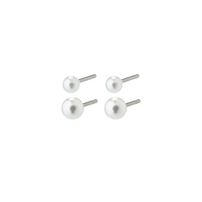 Pilgrim Earrings Damaris Silver Plated Pearl Stud Set