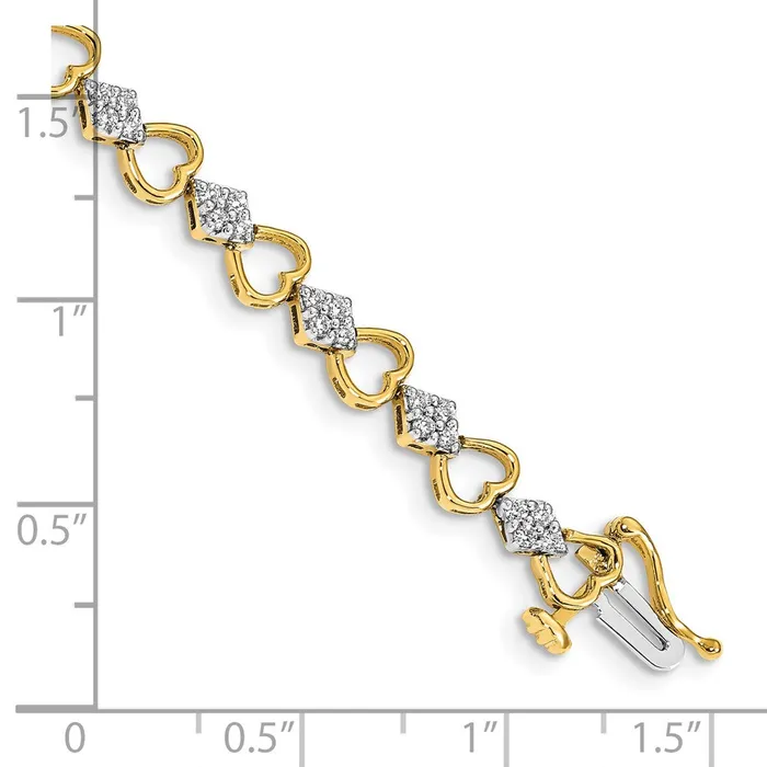 Bracelets WB Choice Jewelry 14k Diamond Heart Link BraceletWBCBM4608100YA Bracelets WB Choice Jewelry 14k Diamond Heart Link BraceletWBCBM4608100YA