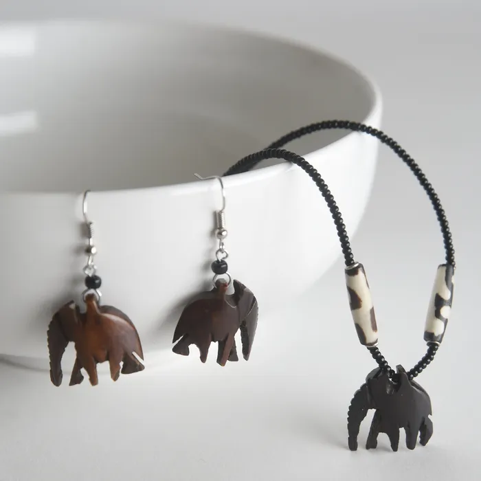 Earrings Figural Elephant Necklace Earring Set projecthavehope2