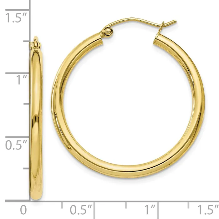 Earrings WB Choice Jewelry 10K Polished 25mm Tube Hoop EarringsWBC10T933 Earrings WB Choice Jewelry 10K Polished 25mm Tube Hoop EarringsWBC10T933