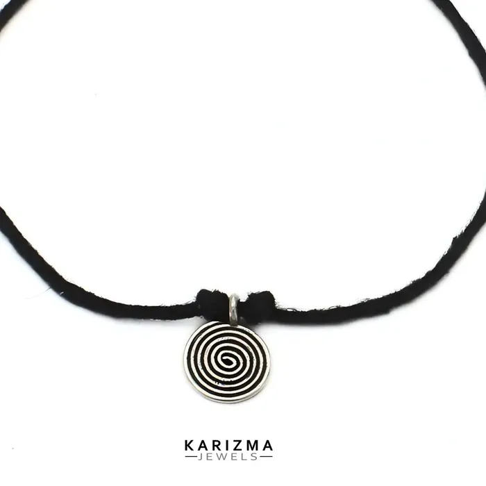 Excellent gifting Black Thread 925 Sterling Silver Oxidized Women single Spiral Anklet Karizma Jewels Rings