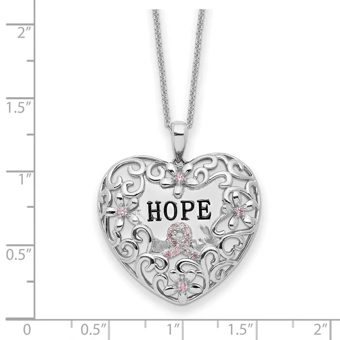 Necklaces Sterling Silver Pink CZ Breast Cancer Heart 18in NecklaceWBCQSX743 WB Choice Jewelry Necklaces Sterling Silver Pink CZ Breast Cancer Heart 18in NecklaceWBCQSX743 WB Choice Jewelry