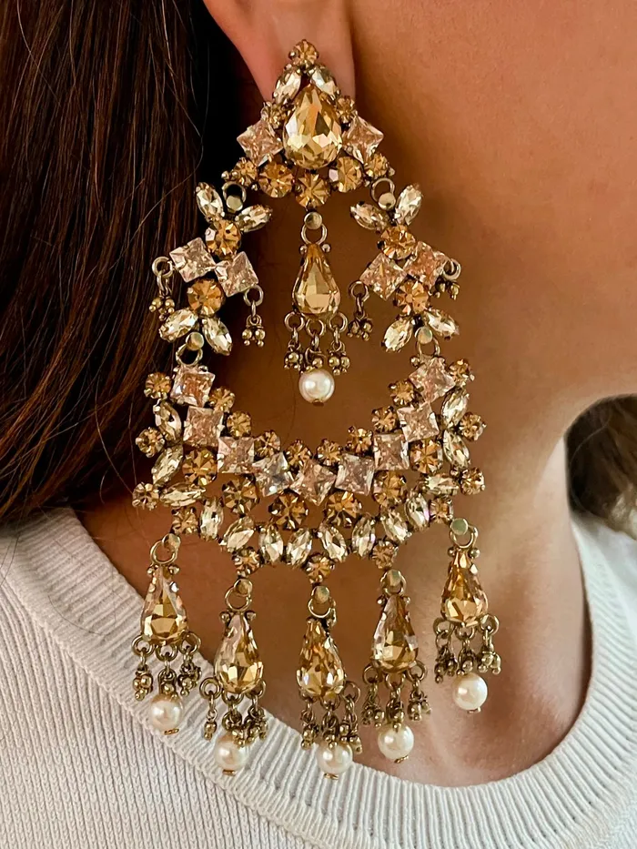 PRERTO ECOMMERCE PRIVATE LIMITED Champagne Chrome Dangler Earrings Earrings
