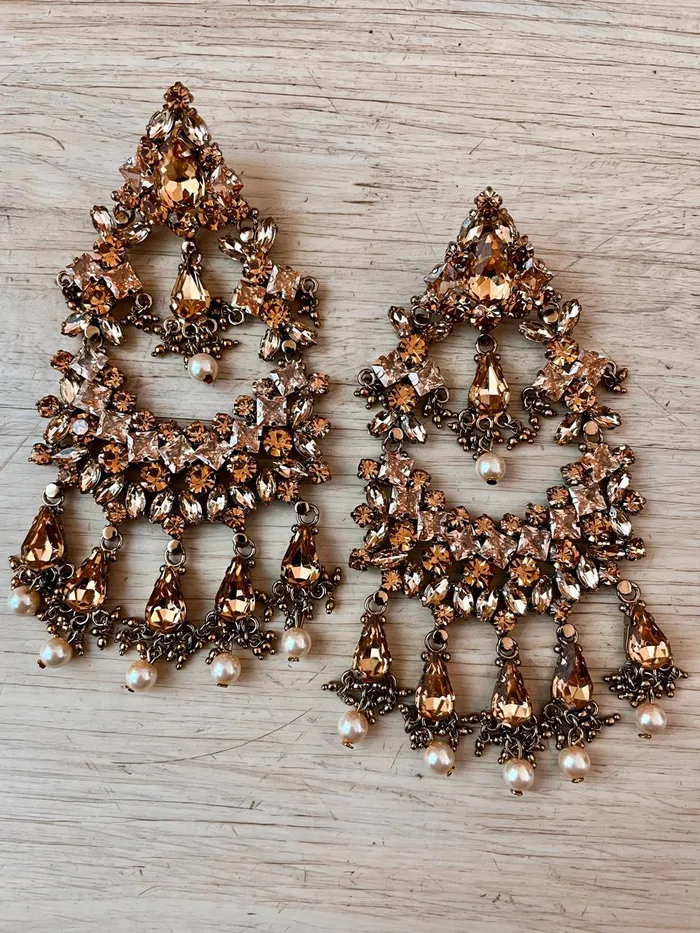 PRERTO ECOMMERCE PRIVATE LIMITED Champagne Chrome Dangler Earrings Earrings