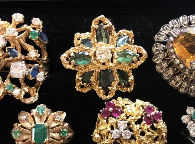 Vintage by Misty Rings 1970s 3 Carat Green Tourmaline Flower Ring with Diamond Vintage by Misty Rings 1970s 3 Carat Green Tourmaline Flower Ring with Diamond
