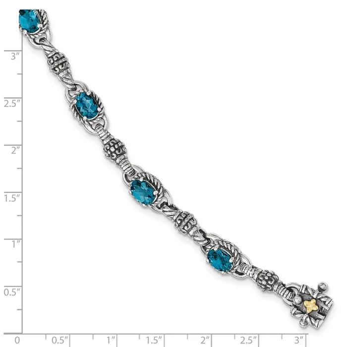 WB Choice Jewelry Bracelets Sterling Silver w14k London Blue Topaz 725 in BraceletWBCQTC1383 WB Choice Jewelry Bracelets Sterling Silver w14k London Blue Topaz 725 in BraceletWBCQTC1383
