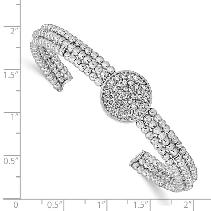 WB Choice Jewelry Rings Sterling Silver Rhodplated Beaded Swarovski Crystal Cuff BangleWBCQB982 WB Choice Jewelry Rings Sterling Silver Rhodplated Beaded Swarovski Crystal Cuff BangleWBCQB982