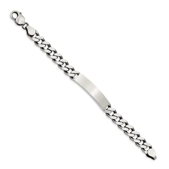 WB Choice Jewelry Sterling Silver 7inch Engraveable Antiqued Curb Link ID BraceletWBCQID1217 Bracelets WB Choice Jewelry Sterling Silver 7inch Engraveable Antiqued Curb Link ID BraceletWBCQID1217 Bracelets