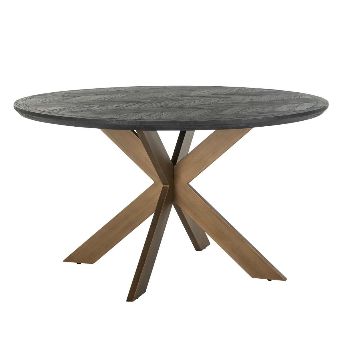 Dining tables | Dining Table Blackbone Brass Ø140Cm, Black Rustic Oak Dining tables Dining tables