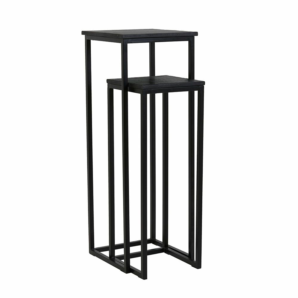 Pillars & Chests | Column Bryson Wood Black – Set Of 2 Furniture Pillars & Chests