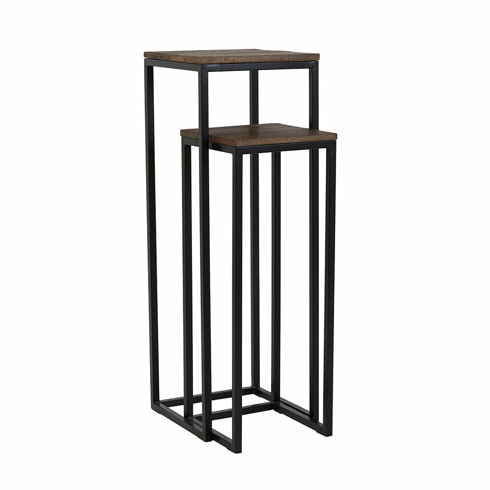 Pillars & Chests | Column Bryson Wood Brown – Black – Set Of 2 Furniture Pillars & Chests