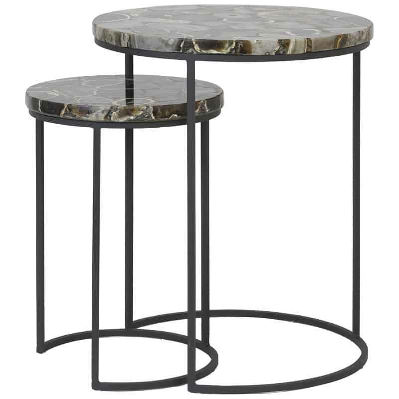 Side tables | Side Table Axat Agate Brown-Black Set Of 2 Furniture Side tables