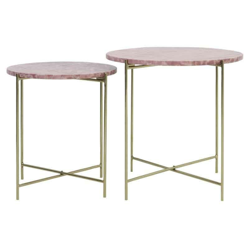 Side tables | Side Table Delon Marble Pink-Gold Set Of 2 Furniture Side tables