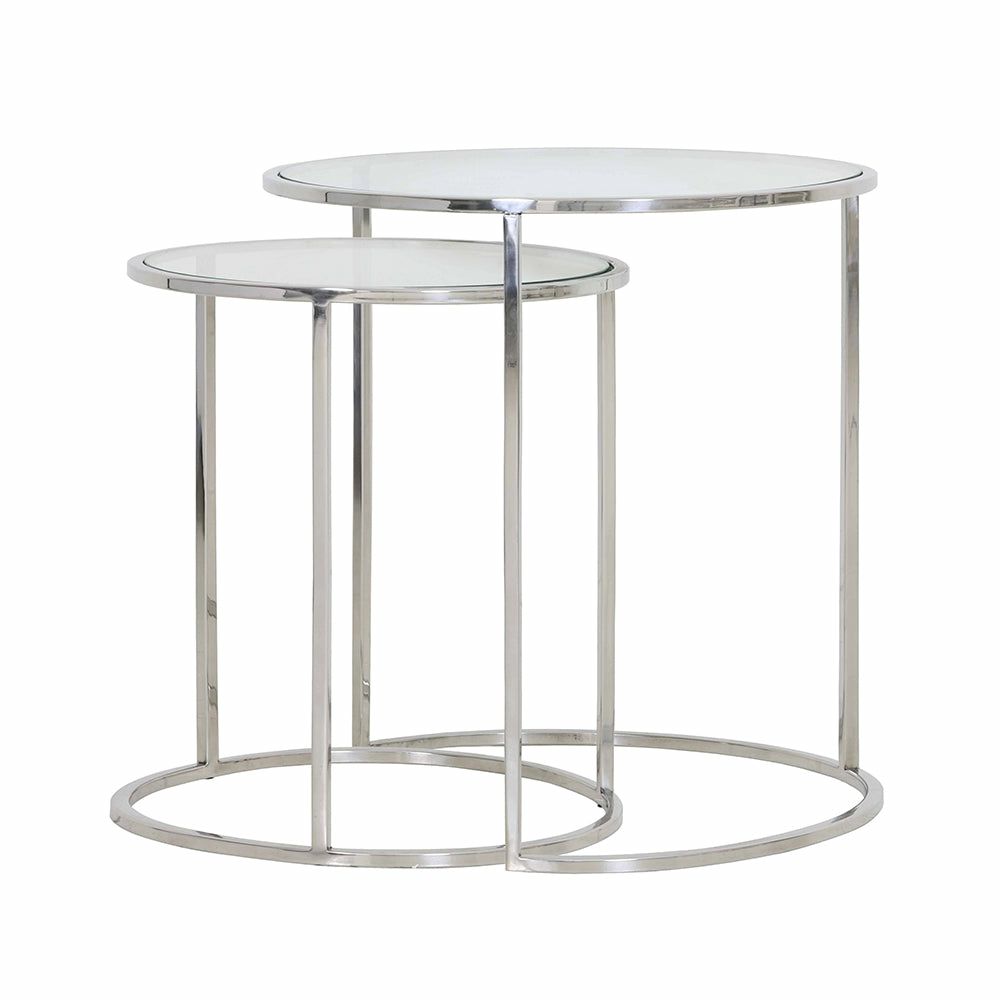 Side tables | Side Table Duarte Glass Nickel Set Of 2 Furniture Side tables