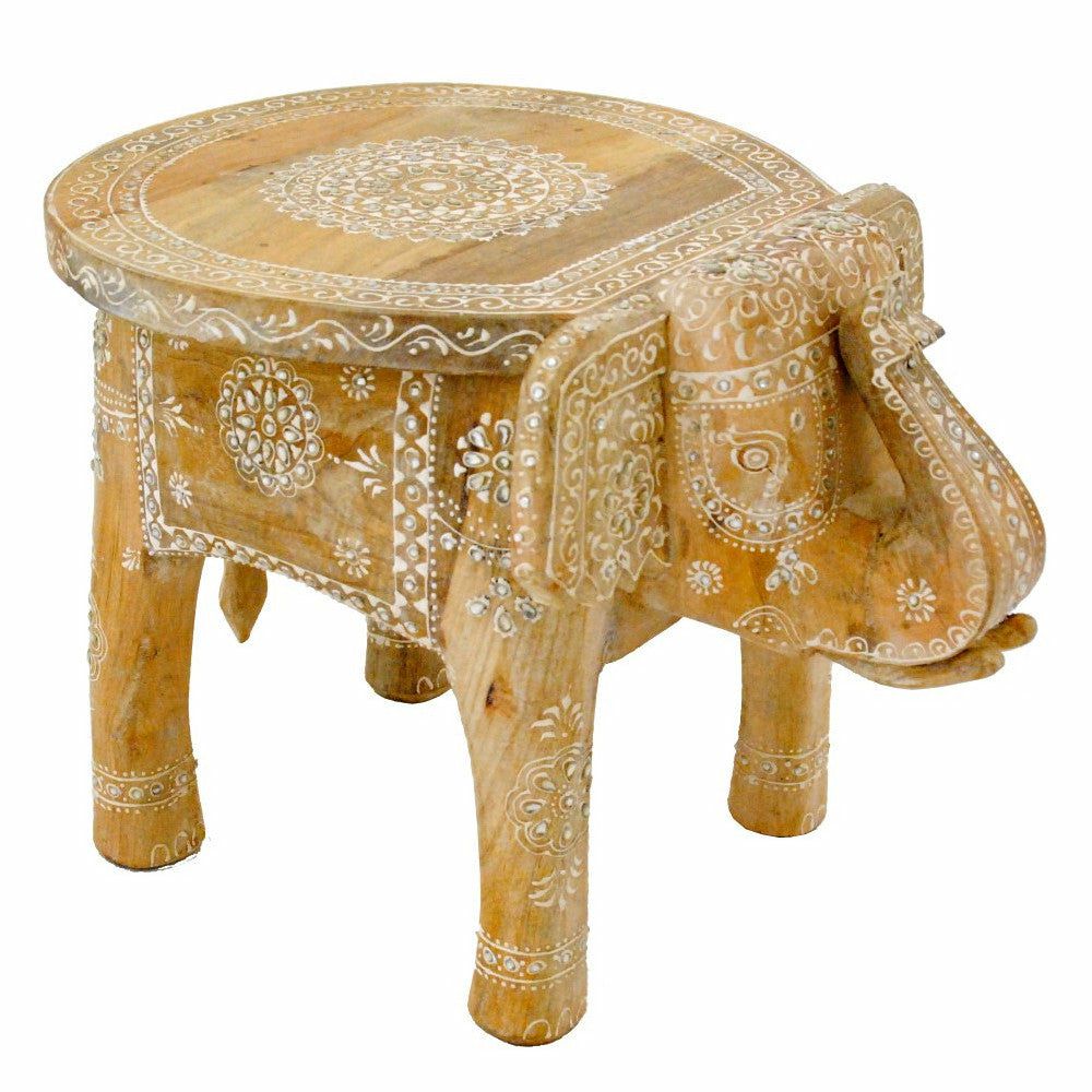 Side tables | Side Table ‘Indian Elephant’ Wood With Mirror Pieces 53X37X36 Cm Furniture Side tables