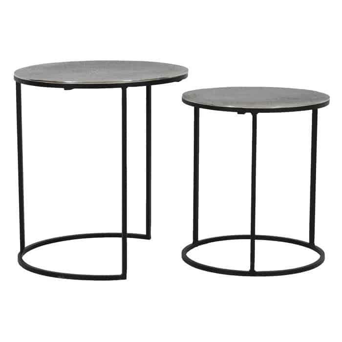 Side tables | Side Table Rengo Texture Antique Lead Silver Set Of 2 Furniture Side tables