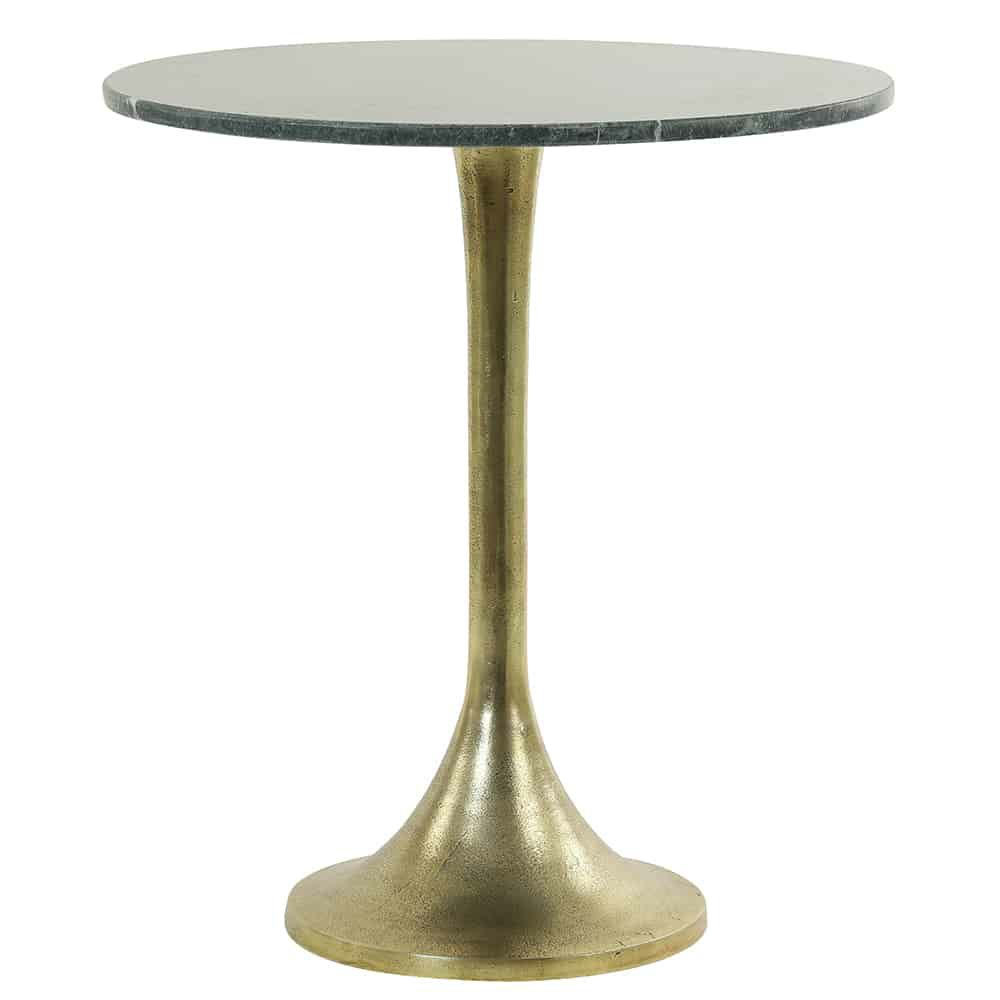 Side tables | Side Table Rickerd Green Marble + Antique Bronze Ø48X53 Cm Furniture Side tables