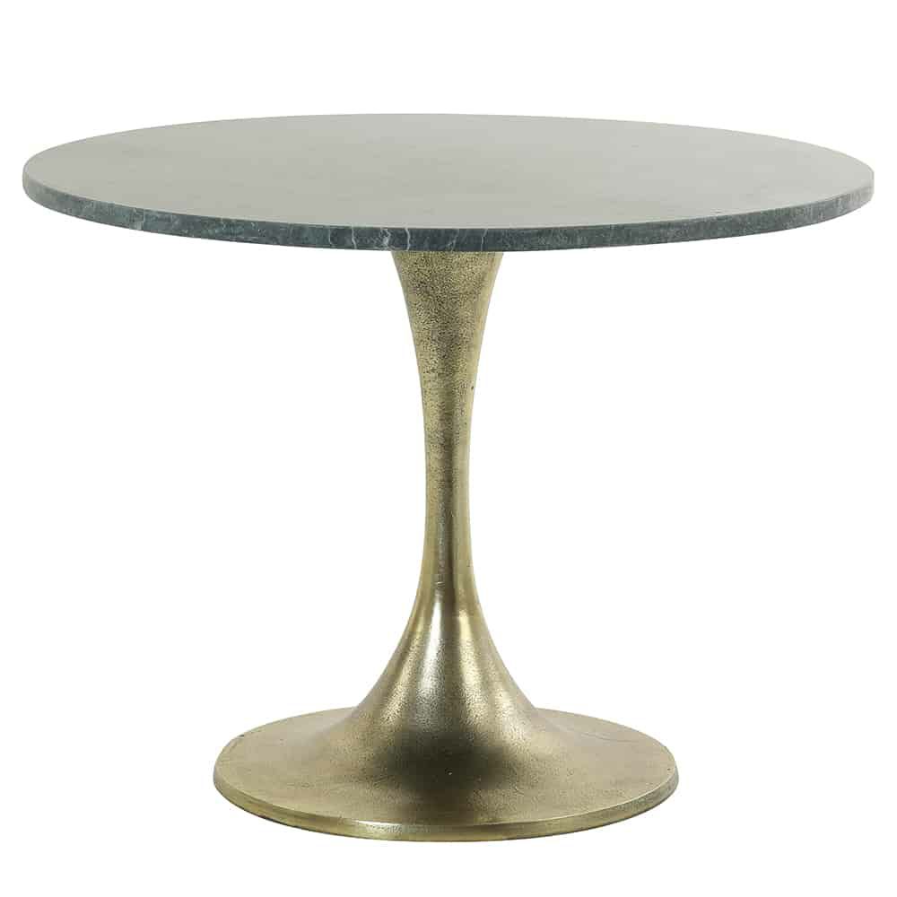 Side tables | Side Table Rickerd Green Marble + Antique Bronze Ø61X41 Cm Furniture Side tables