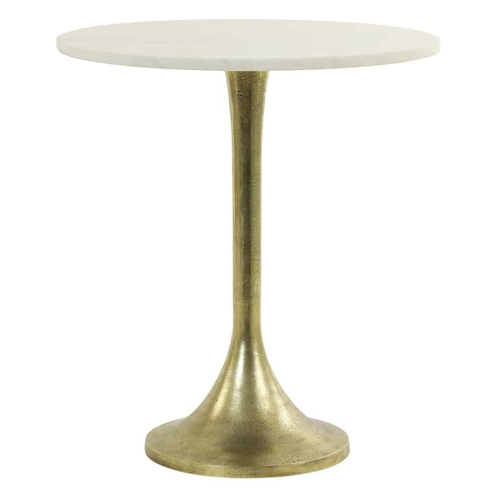 Side tables | Side Table Rickerd White Marble + Antique Bronze Ø48X53 Cm Furniture Side tables