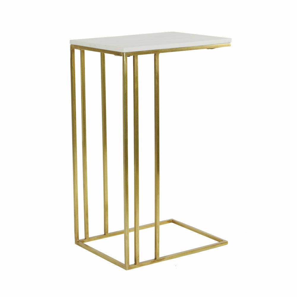 Side tables | Side Table Roshan, White Marble+Bronze, 41X31X66Cm Furniture Side tables