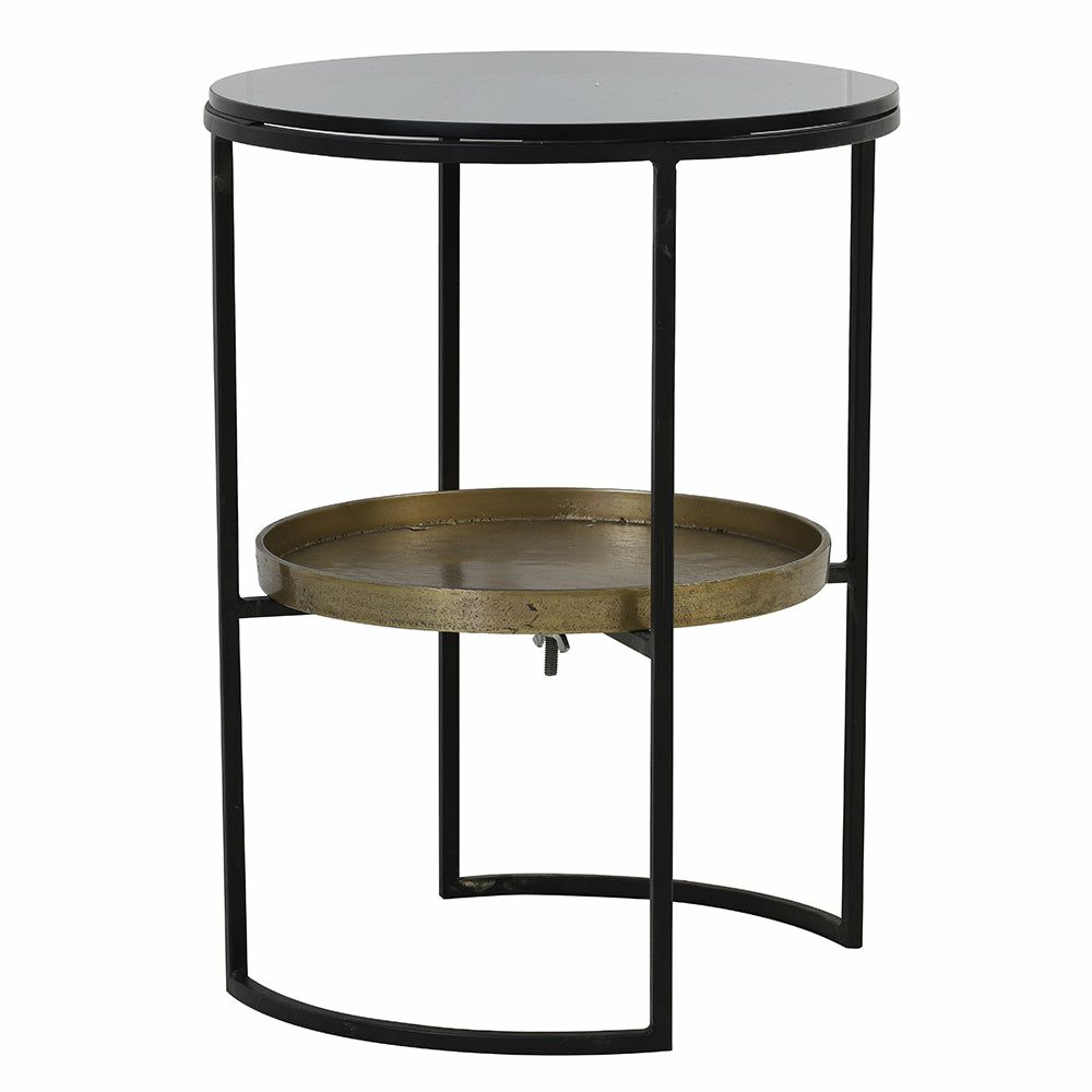 Side tables | Side Table Rowdy Glass Black + Antique Bronze Furniture Side tables