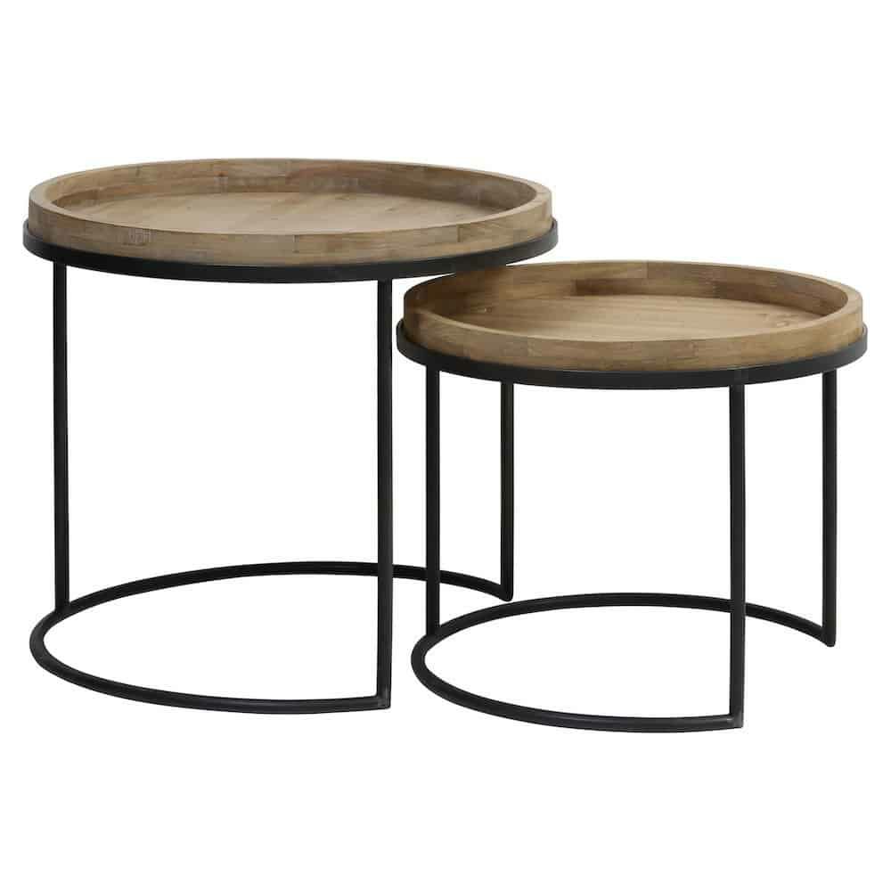 Side tables | Side Table Set Of 2 Copan Black+Wood Furniture Side tables