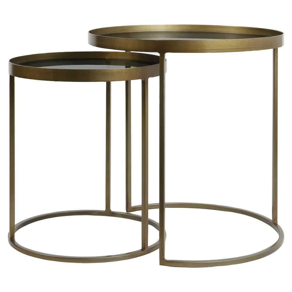 Side tables | Side Table Set Of 2 Talek Glass Smoke – Antique Bronze Furniture Side tables