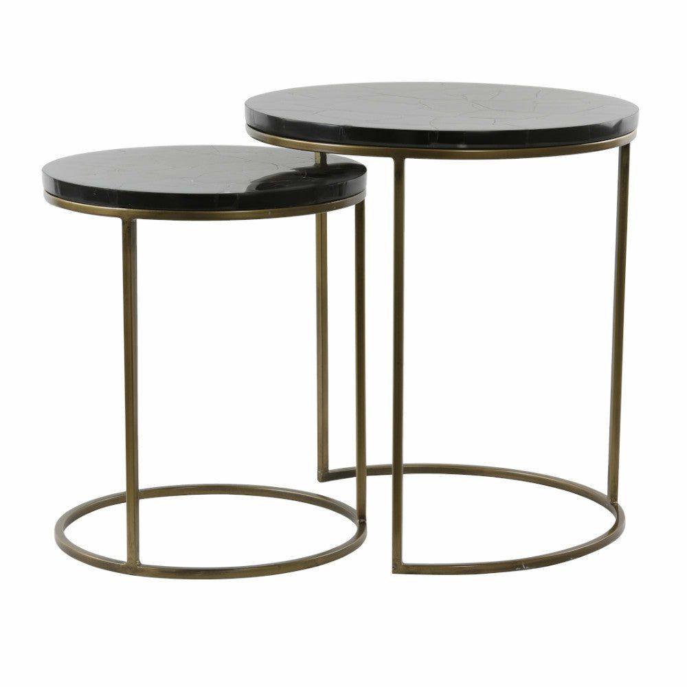 Side tables | Side Table Set Sobrina Agate+Bronze Ø40X45 + Ø50X52Cm Furniture Side tables