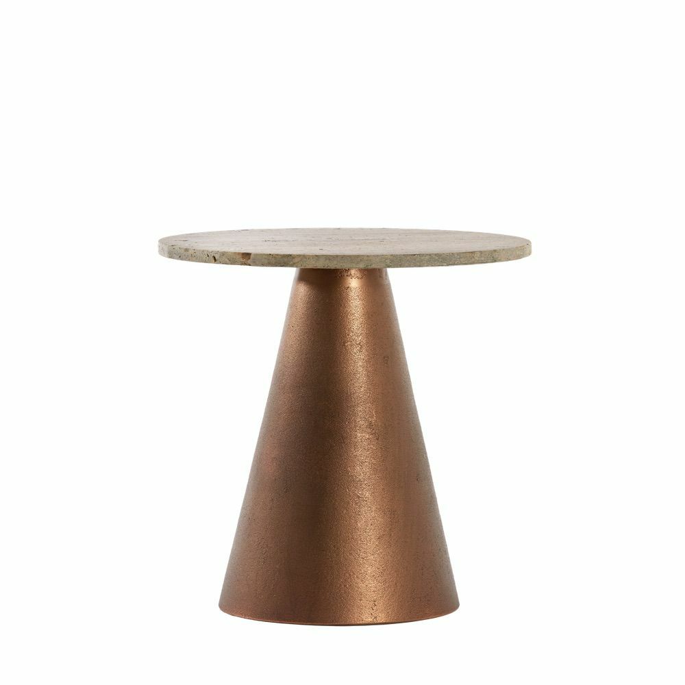 Side tables | Side Table Ynez Travertine Brown-Bronze Ø29X43Cm Furniture Side tables