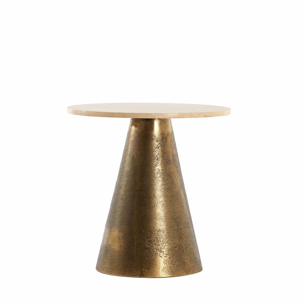 Side tables | Side Table Ynez Travertine – Sand Antique Bronze Ø29X43Cm Furniture Side tables