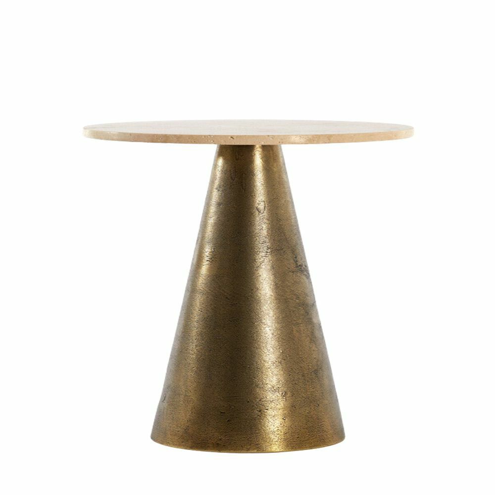 Side tables | Side Table Ynez Travertine Sand-Bronze Ø36X51Cm Furniture Side tables