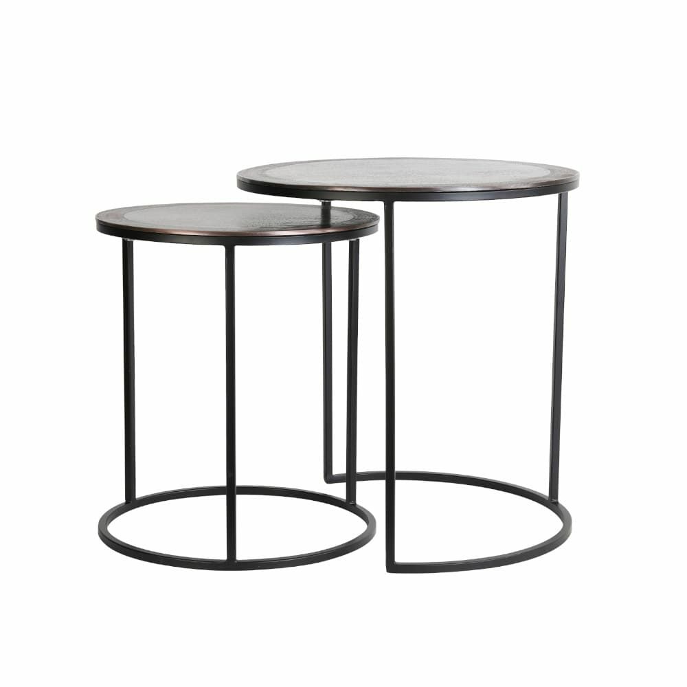 Side tables | Talca Side Table Set In Antique Copper + Black, Ø50X52 Cm Furniture Side tables