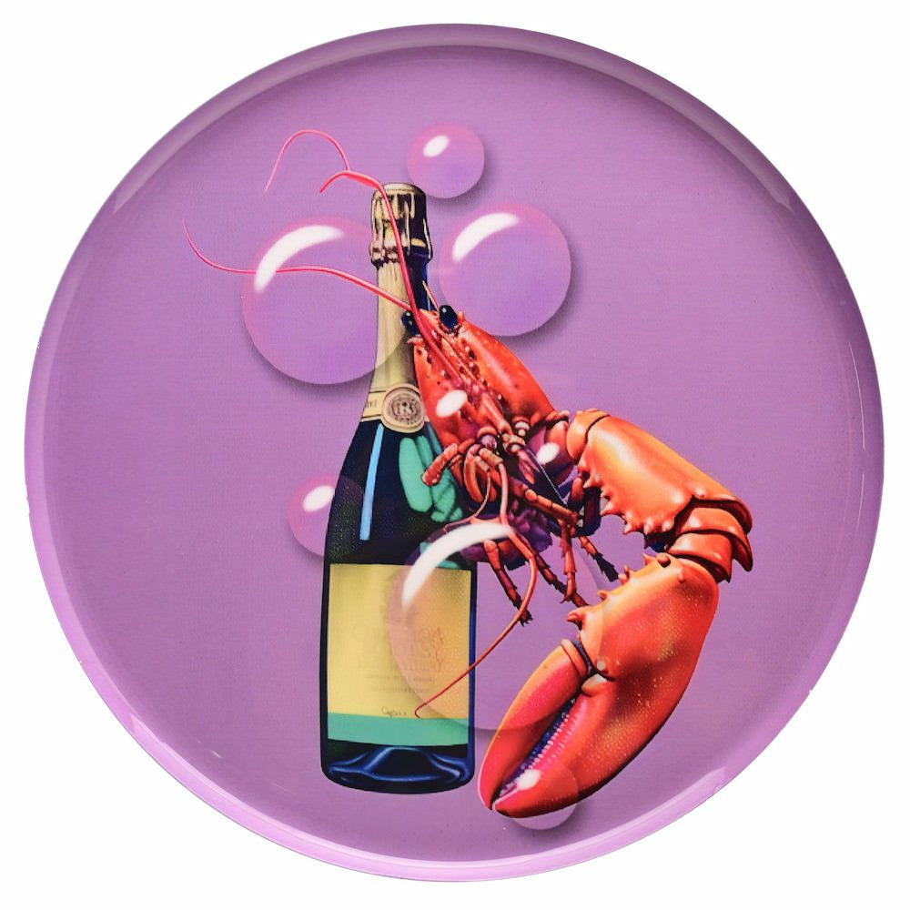 trays | Decorative Tray Champagne & ​​Lobster, Violet, Ø22.8Cm Home Accessories trays