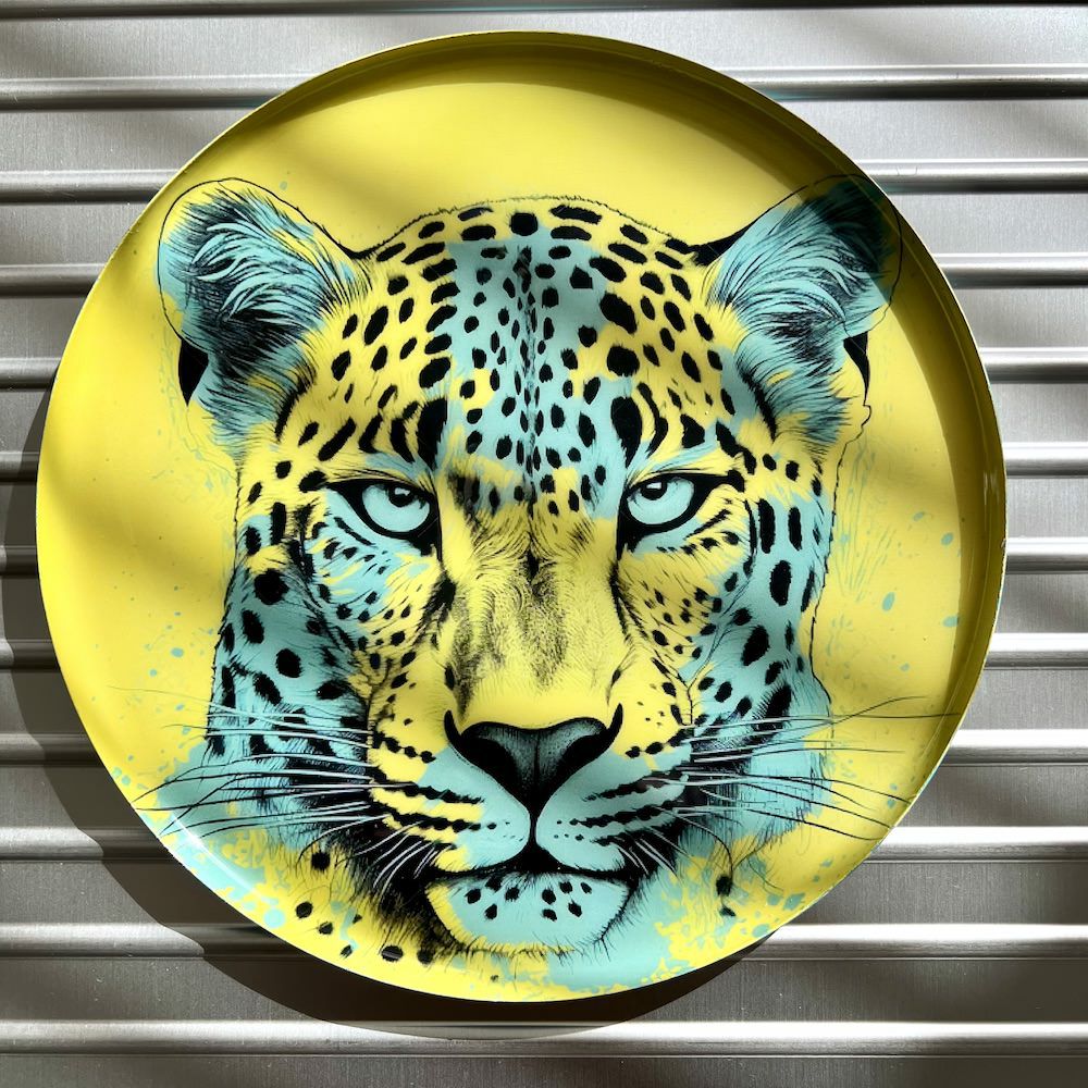 trays | Decorative Tray Leopard, Yellow, Ø22.8Cm Home Accessories trays