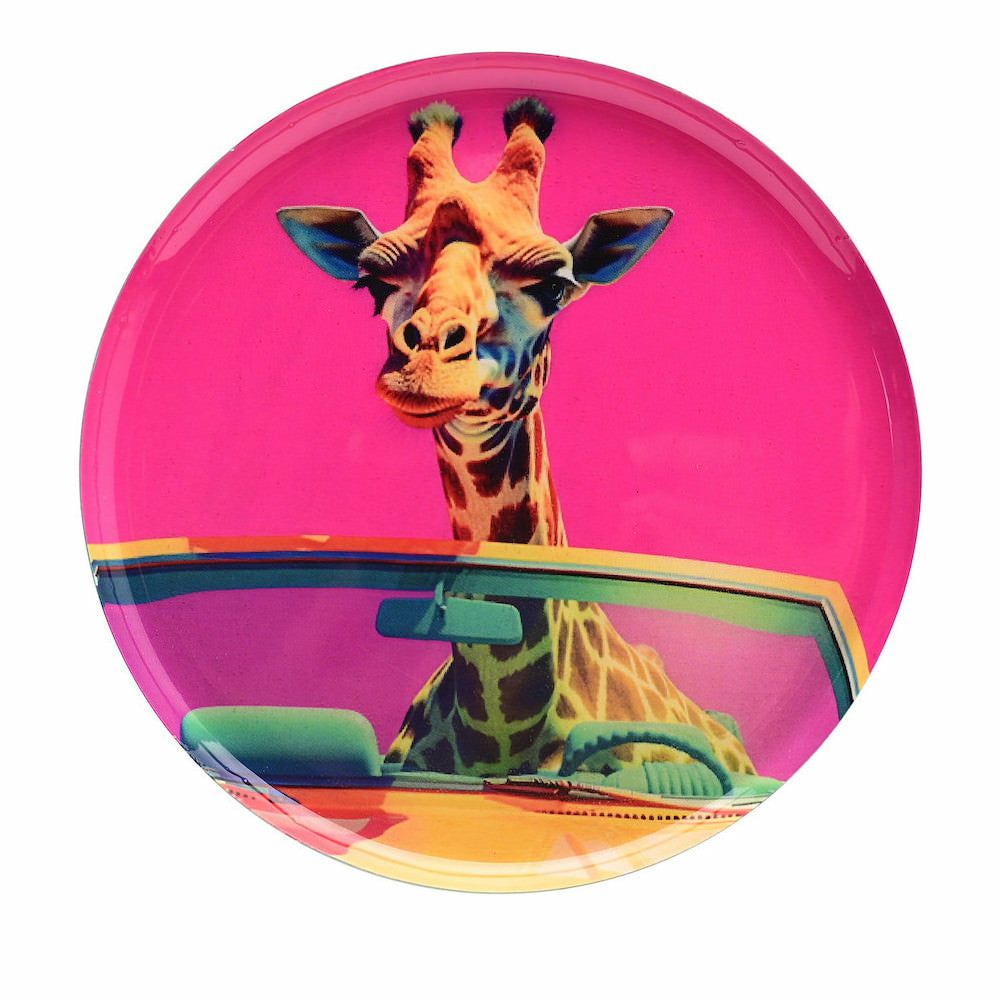 trays | Decorative Tray Round Giraffe, Pink Ø12.7Cm Home Accessories trays