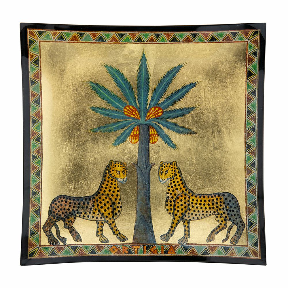 trays | Glass Plate Zagara Cheetah – Square 27X27 Cm Home Accessories trays