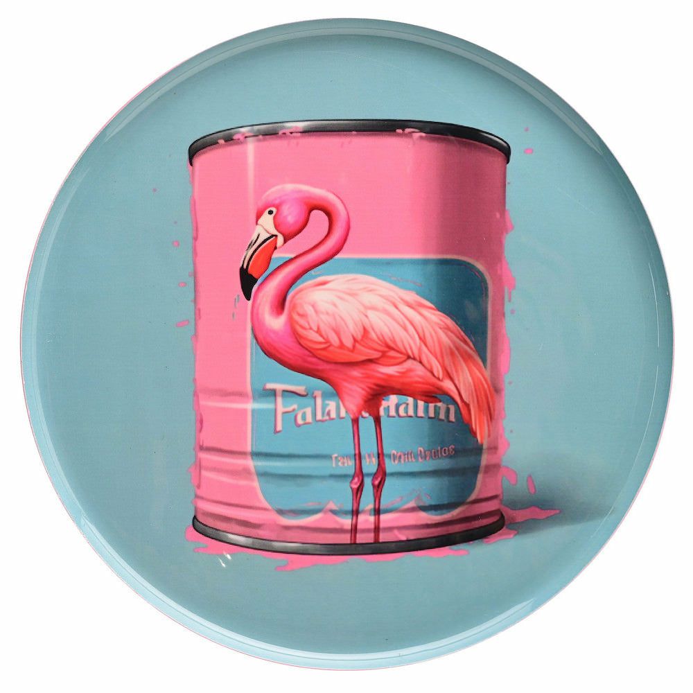 trays | Round Decorative Tray, Flamingo, Blue-Pink Ø22.8Cm Home Accessories trays