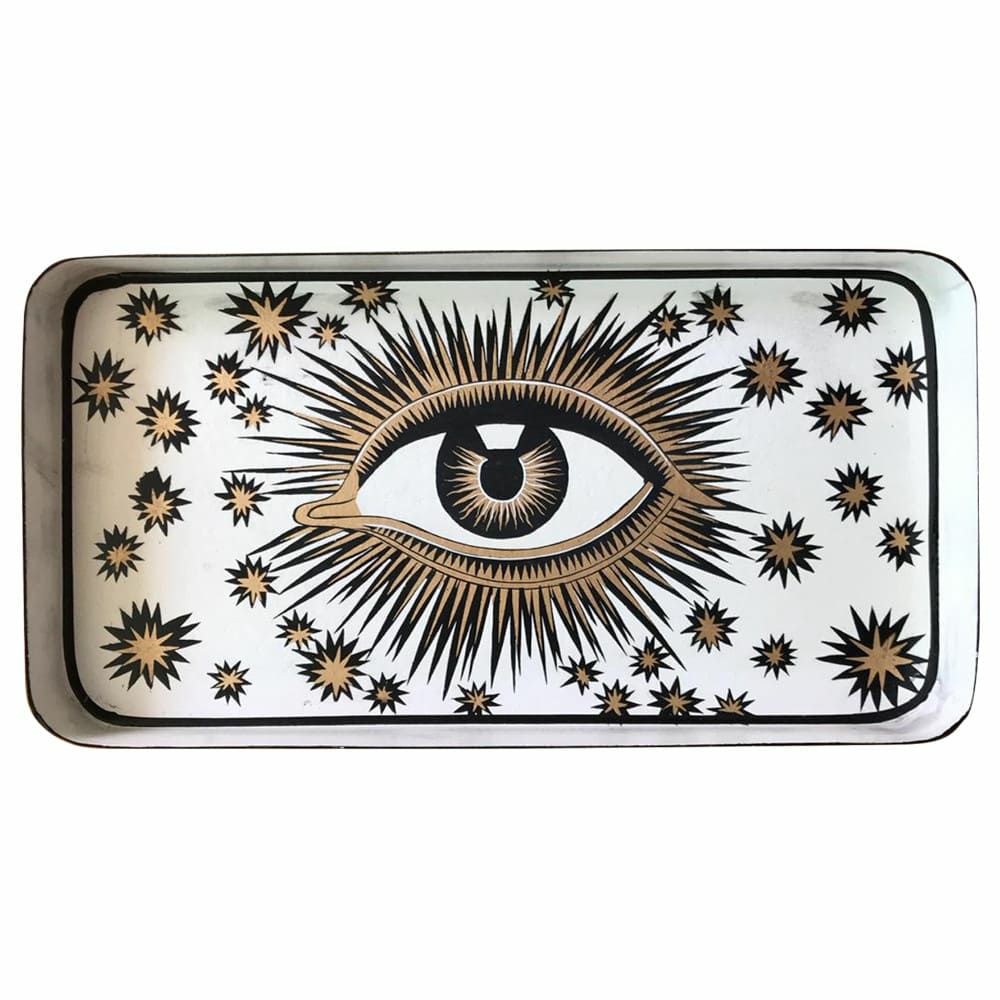 trays | Tray Eyes, White Hand-Painted 32X17Cm Home Accessories trays