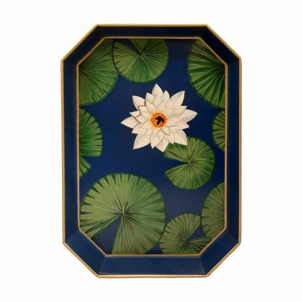 trays | Tray Lotus Hand-Painted 43X30Cm Home Accessories trays