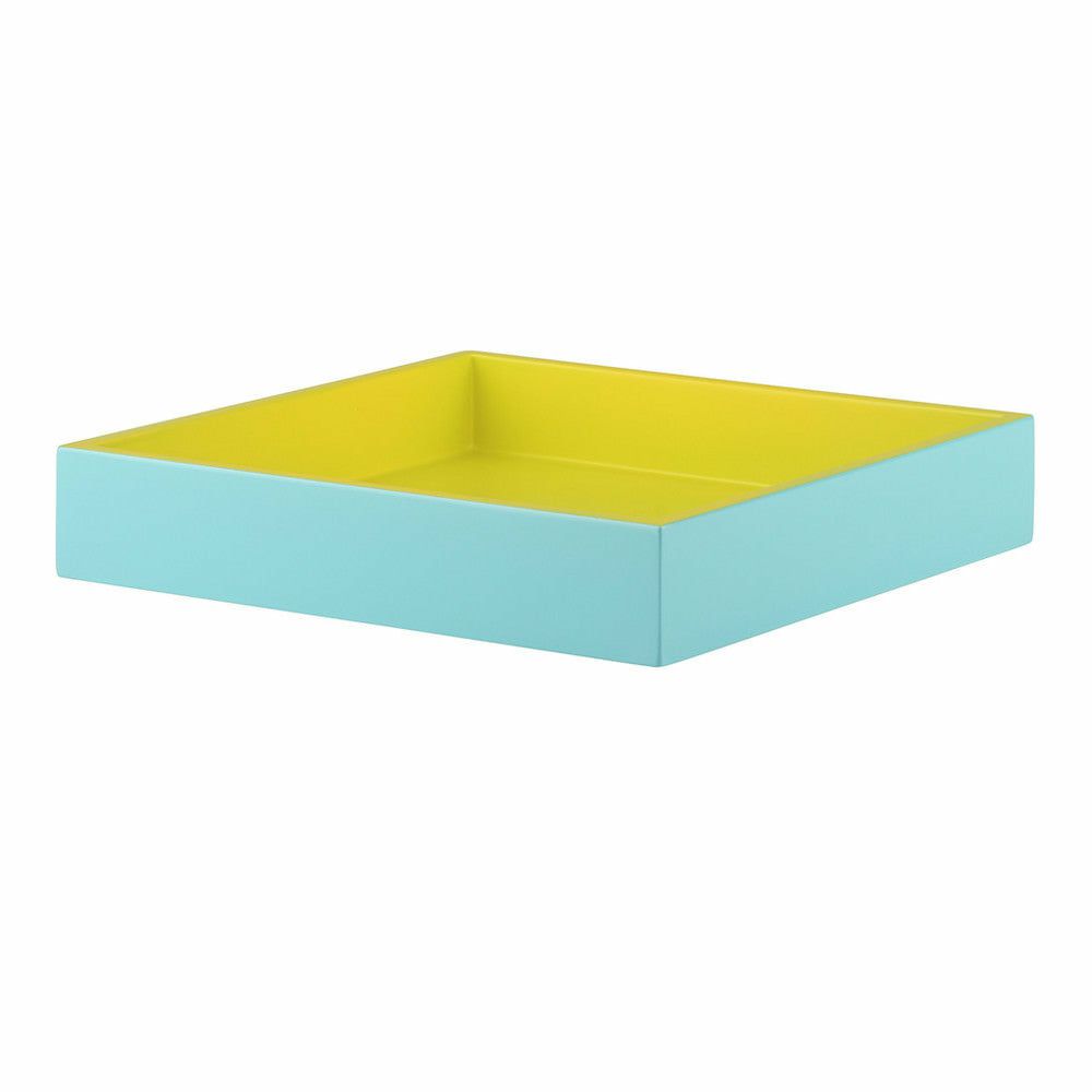 trays | Tray Spa Shiny Turquoise/Matt Yellow S Square 19X19X3.5Cm Home Accessories trays