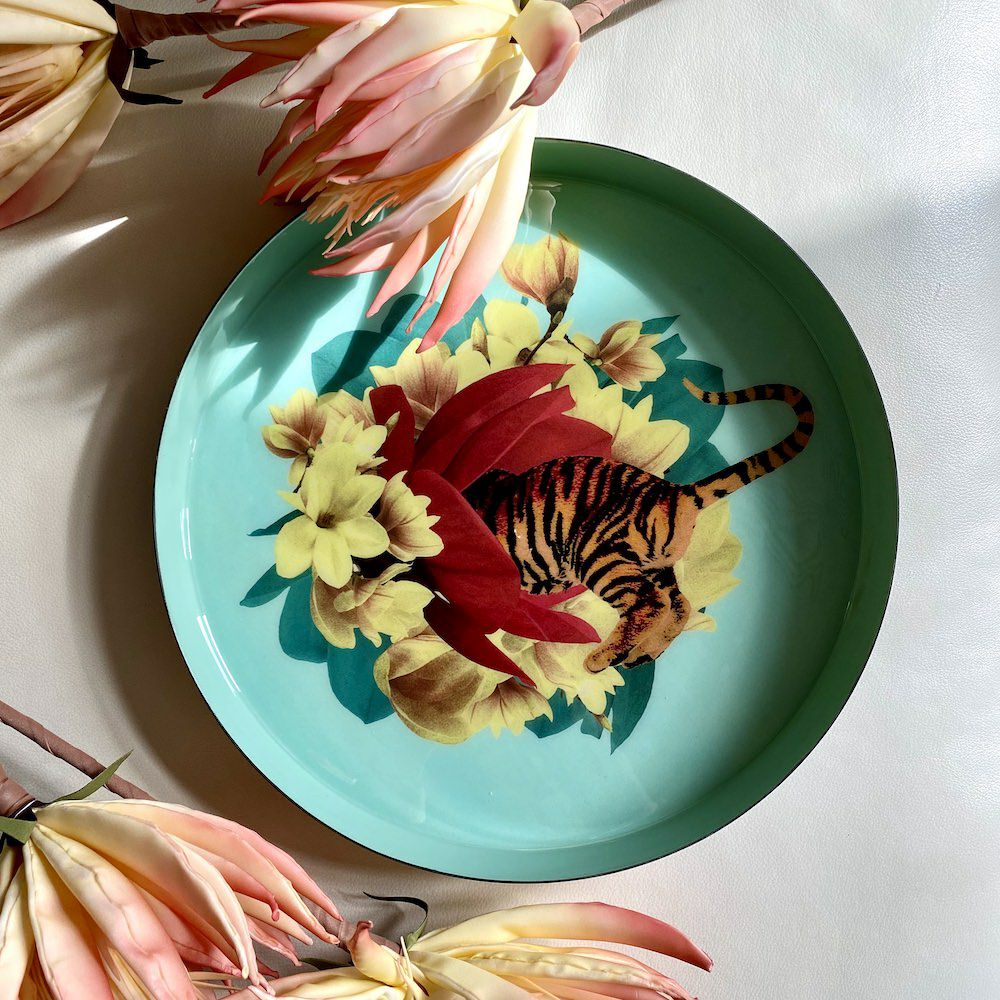 trays | Tray ‘Tiger Flower’ Tiger Flower Design Ø33Cm Home Accessories trays