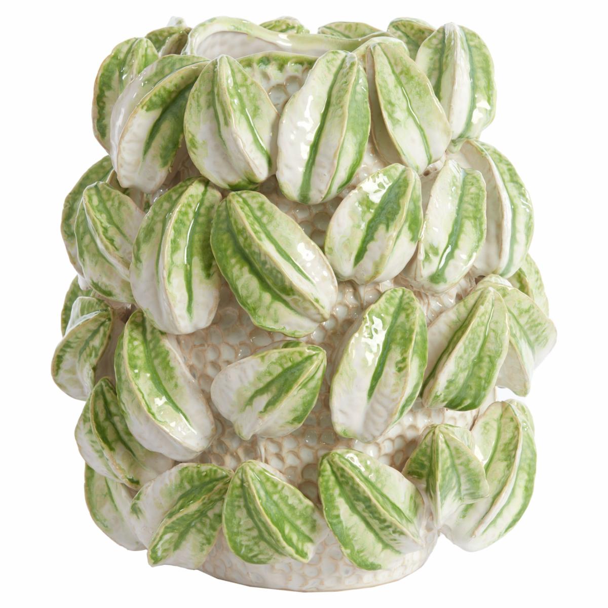 Vases | Ceramic Vase Carambola Cream White/Green With Star Fruit Design H36.5Cm Home Accessories Vases