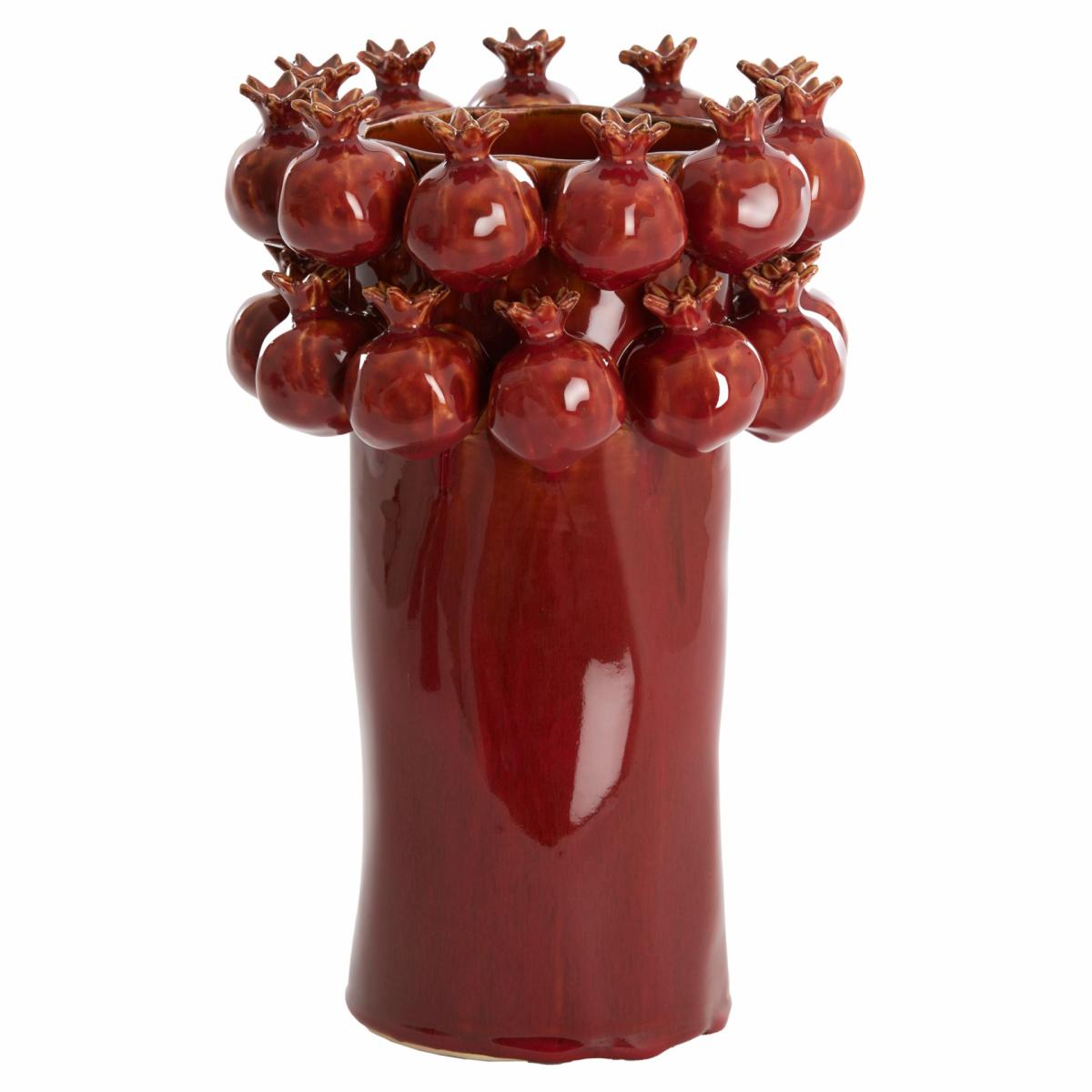 Vases | Ceramic Vase Pomegranate Burgundy, Pomegranate Design Ø20X29.5Cm Home Accessories Vases