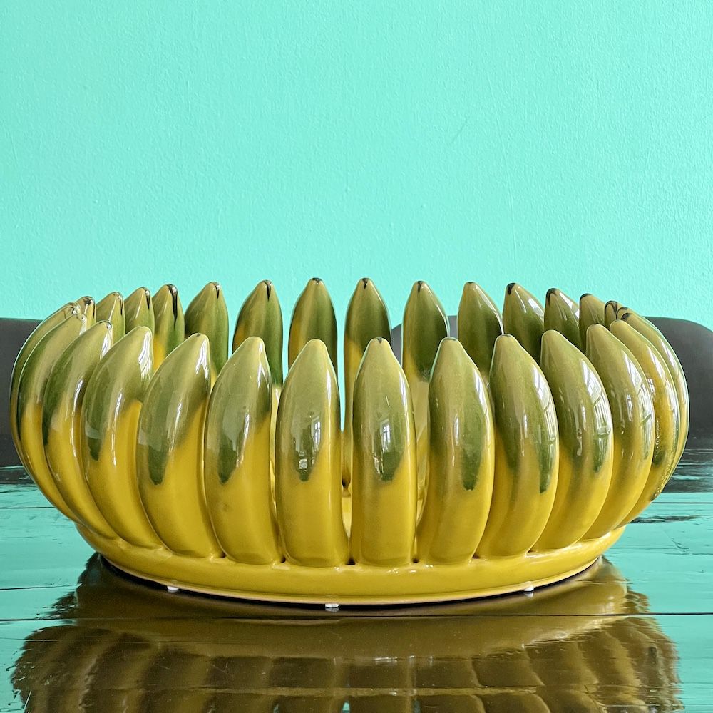 Vases | Fruit Bowl All Bananas Porcelain Green-Yellow Ø44X17 Cm Home Accessories Vases